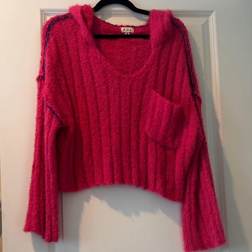 POL Women’s Fushia Hot Pink Sweater Hoodie